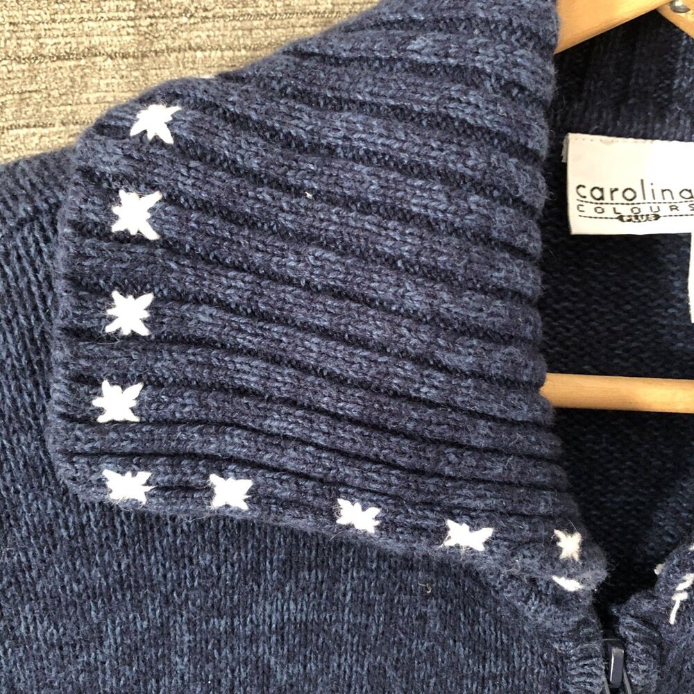 Women’s Size L 14/16 Penguin Christmas Winter Blue Zip Up Cardigan Sweater - Picture 3 of 16